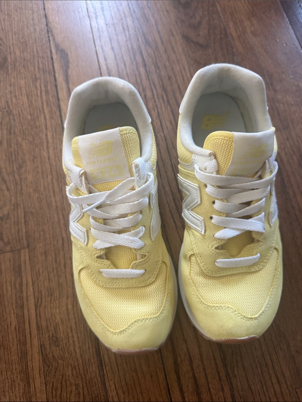 New Balance Kids Yellow and White Lace-Up Sneakers